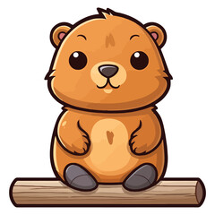 Obraz premium Whimsical Burrow Explorer: Delightful 2D Illustration of a Cute Woodchuck