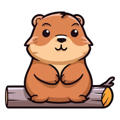 Whimsical Burrow Explorer: Delightful 2D Illustration of a Cute Woodchuck