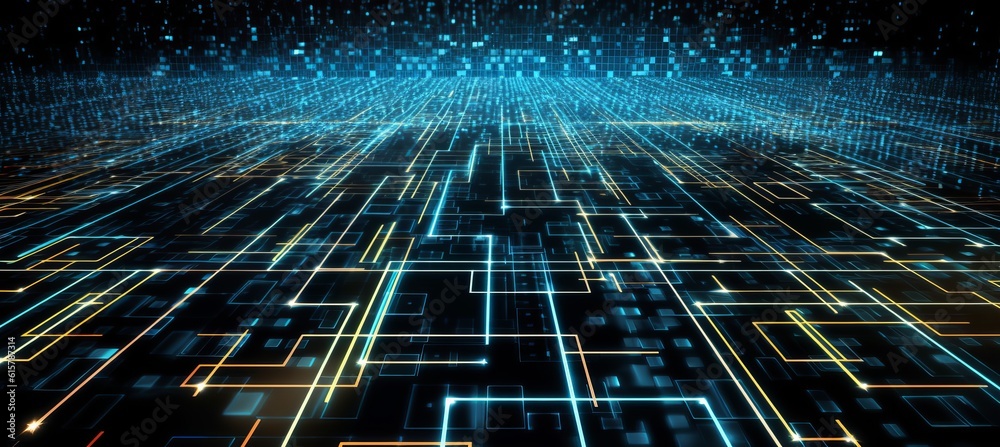 Poster Data virtual storage technology background. Generative AI technology.