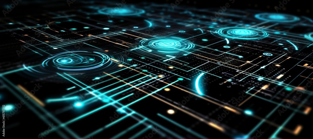 Poster Matrix structure technology background. Generative AI technology.