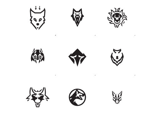 Black wolf monster minimal logo vector file and white background.eps