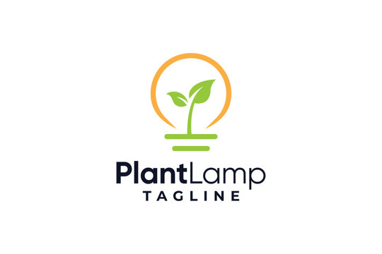 Plant lamp minimalist elegant simple logo design