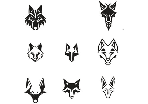 Black wolf monster minimal style logo vector file and white background.eps