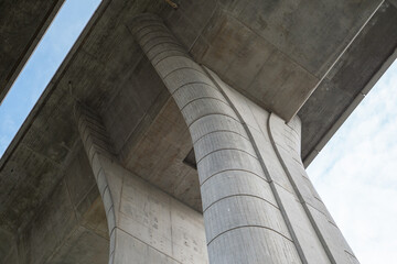 reinforced concrete bridge pillar. modern concrete construction