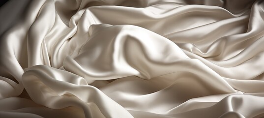 Fototapeta premium White gold silk texture background. Generative AI technology. 