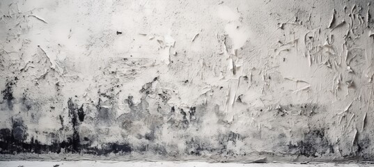 Fototapeta premium Old white concrete wall cracked texture surface background. Generative AI technology. 