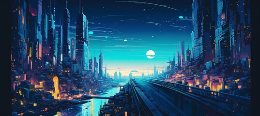 Cyberpunk cityscape city background. Generative AI technology.
