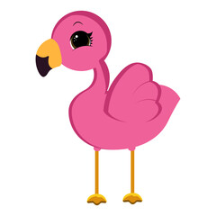 Cartoon flamingo isolated on white background. Vector illustration.