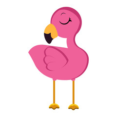 Cartoon flamingo isolated on white background. Vector illustration.