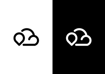 modern cloud location icon logo