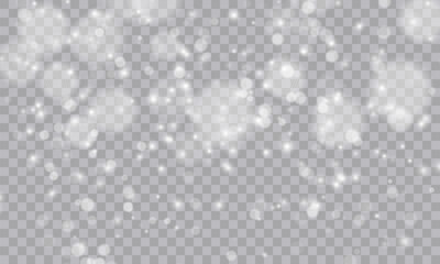 Shimmering Dust. Bokeh Lights. Festive Designs.White png dust light. Bokeh light lights effect background. Christmas background of shining dust. Christmas glowing light confetti and spark overlay.