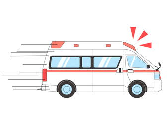 リアルな救急車の右向きイラスト © Susie