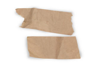 sheets of brown paper with torn edges, highlighted on a white background