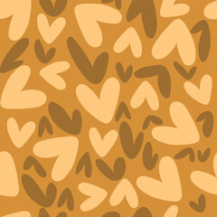 Seamless pattern with Brown hearts. Vector 