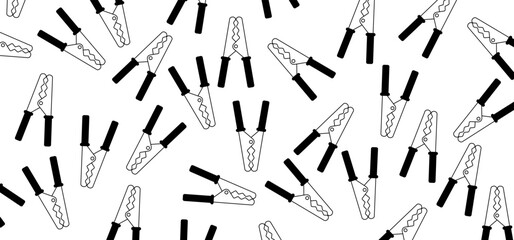 Cartoon jumper cable or jumper lead for car. Booster cable icon. Plus and minus poles. Empty battery and charge the cars. Battery jumper power cables. Jump start vehicle cable. Charging battery sign.