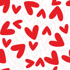 Seamless pattern with red hearts.Valentines. Vector 