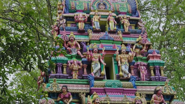 Indian Hindu Temple Showcases A Shikhara Or Tower Adorned With God Sculptures