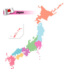 日本地図 地方分け ドットS