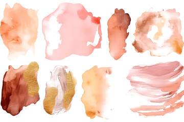set watercolor brown brush strokes on a white background.