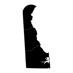 Delaware state map with counties. Vector illustration.