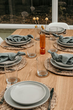 Table set for dinner.