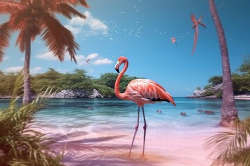 Pink flamingo by generative ai