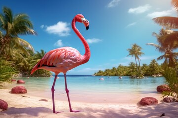 Fototapeta na wymiar Pink flamingo by generative ai