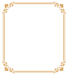 Decorative frame Elegant vector element for design in Eastern style, place for text. Floral golden and white border. Lace illustration for invitations and greeting cards.