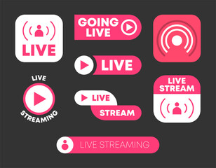 Live streaming button illustration collection