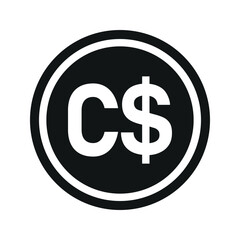 Canadian dollar coin symbol. black and white Flat currency icon. currency of The Canada. Vector illustration.