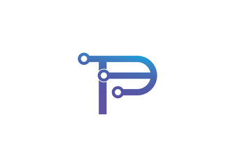 P letter mark tech logo design