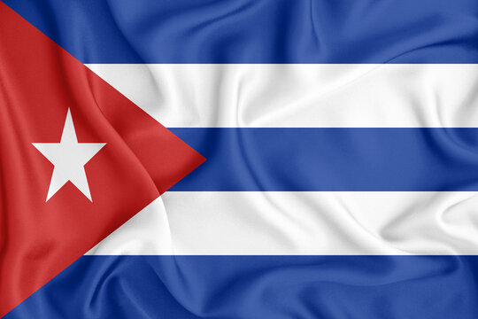 Cuba flag waving with the wind, wide format, 3D illustration rendring. Design with satin fabric. to be used for educational purposes or for illustrations of videos or vlogs.