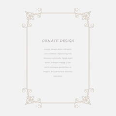 Decorative vector frame. Elegant element for design template, place for text. Floral border.