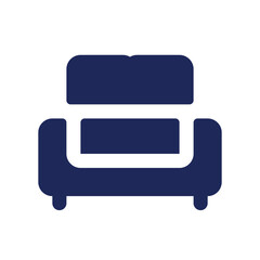 Fototapeta premium Sofa black glyph ui icon. Comfortable piece of furniture. Hotel service. User interface design. Silhouette symbol on white space. Solid pictogram for web, mobile. Isolated vector illustration