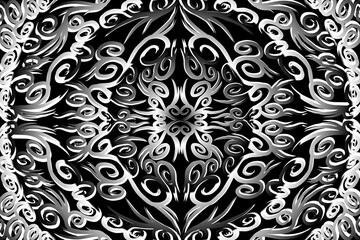 luxurious design paper cut flowers line art pattern of indonesian culture traditional  batik ethnic dayak for background wallpaper textile or fashion