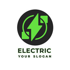 Electric logo solar panels green circle