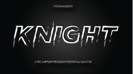 Knight Brush text effect alphabet with numbers and letters for fonts retro style
