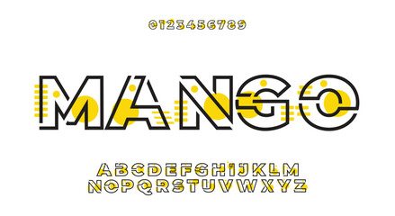 Mango Modern yellow with letters and numbers graphic style vector template
