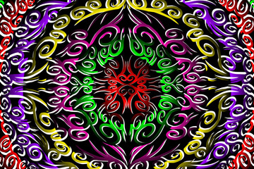 luxurious design paper cut flowers line art pattern of indonesian culture traditional  batik ethnic dayak for background wallpaper textile or fashion