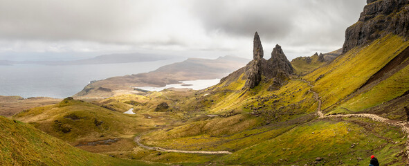 Old Man of Storr panorama view, Scotland, Isle of Skye