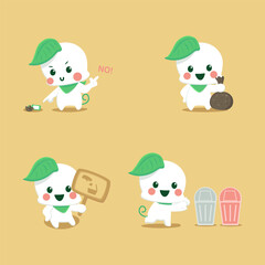 Go Green Mascot Set - Vector Illustration