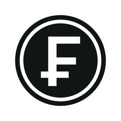 French franc coin symbol. black and white Flat currency icon. currency of The France. Vector illustration.