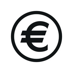 Euro Icon coin symbol. black and white Flat currency icon. currency of The European Union (EU). Vector illustration.