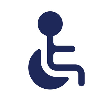 Disability black glyph ui icon. Accessibility for disabled people. User interface design. Silhouette symbol on white space. Solid pictogram for web, mobile. Isolated vector illustration