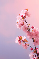 Beautiful blooming branch of cherry sky background with sapce for text