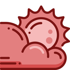 cloud and sun two tone icon