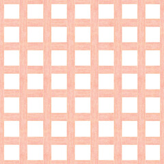 Watercolor seamless pattern with coral color check print. Isolated on white background. Hand drawn clipart. Perfect for card, fabric, tags, invitation, printing, wrapping.
