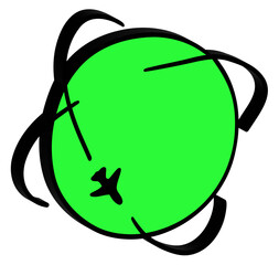 3d Green planet with airplane