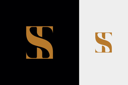 elegant simple minimal luxury serif font alphabet letter t combined with letter s logo design