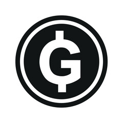 Haitian Gourde coin symbol. black and white Flat currency icon. currency of The Haitia. Vector illustration.